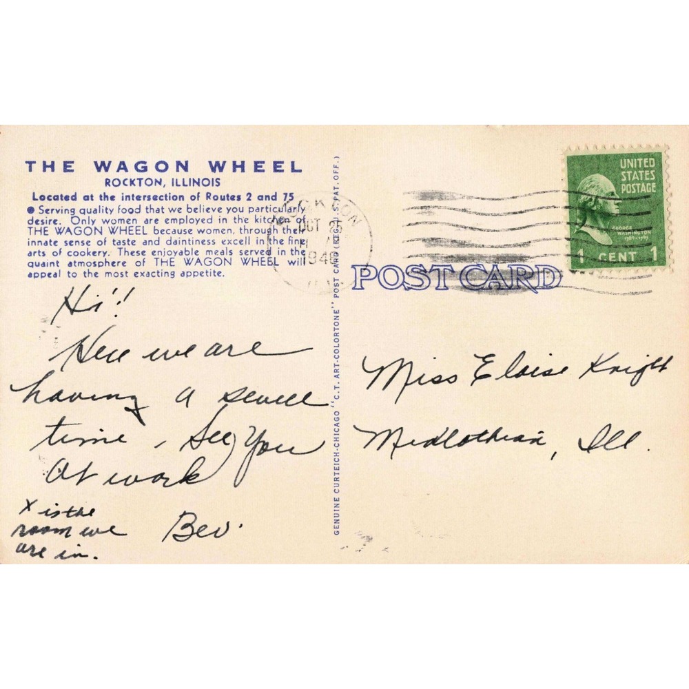 Vintage The Wagon Wheel Rockton Illinois Linen Postcard 1948 Multi-View Resort - Picture 2 of 2